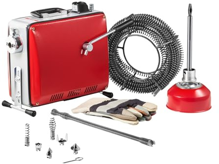 VEVOR Macchina Sturatubi Elettrica per Scarico di Tubi con Cavo, 400 W, 1400 giri/min, Cavo a Molla in Acciaio, Pulitrice per Tubi di Scarico con 6 Taglierine Diametro 50-110 mm