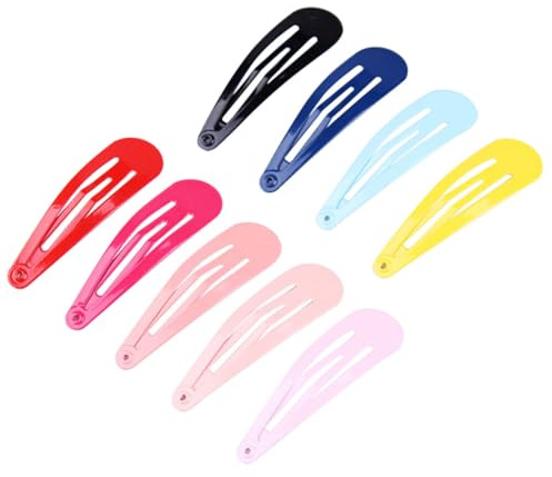IWOWHERO 100pcs Metal Hair Snap Clips Waterdrop Shape Candy Color Assorted Glossy Lacquer Coated Barrettes for Multi-color Hair Accessories
