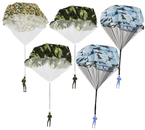 VNIDJGB 5 Pcs Parachute Toys for Kids,Plastic Hand Throwing Outdoor Toys,Mini Creative Soft Parachute,Camo Paratrooper Outdoor Flying Toy Soldiers,Army Toys for Girls And Boys,Birthday Gifts