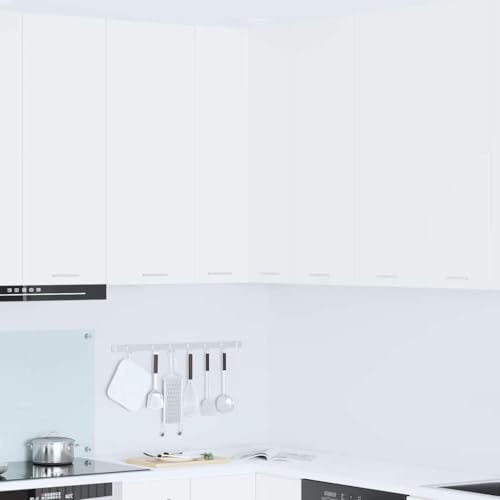 Hoopleep White Hanging Corner Cabinet for Kitchen, 57x57x100 cm Engineered Wood, Durable Wall Mount Storage with 2 Hinge Doors, Ample Space for Pantry Organization