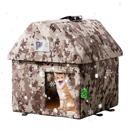 Casetta invernale per gatti – pieghevole isolata termicamente con inserto morbido – Rifugio e recinto per animali all'aperto – per comunità terrazza giardino giardino prato lato strada