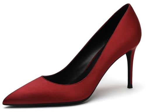 Damskor satinpumps spetssko pianoklack 8 cm gummisula slip-skor business kontor brud gästskor kvällsfest bröllop flerfärgad