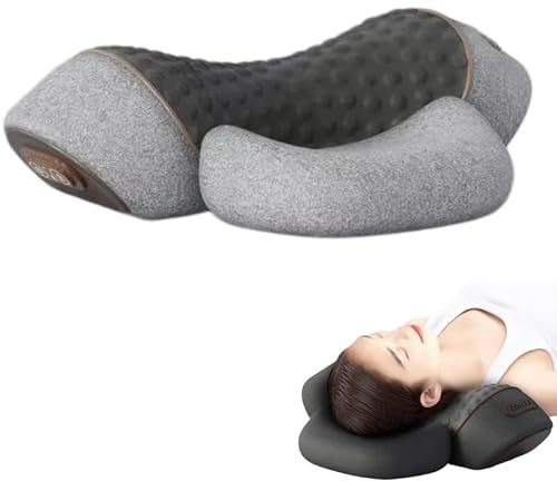 Qelara Almohada CerviFlex,Almohada de masaje cervical 3 en 1, térmica, de espuma viscoelástica, ergonómica, para hombres y mujeres, alivia dolor y relaja