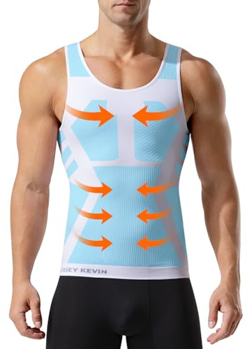 Casey Kevin Shapewear herr med 20–25 mmHg kompressionströja herr, A1-vit, L