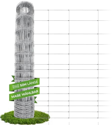 Panorama24 50m Wildzaun Forstzaun Weidezaun Drahtzaun Knotengeflecht 100/10/15 inkl. 10m GRATIS Spanndraht