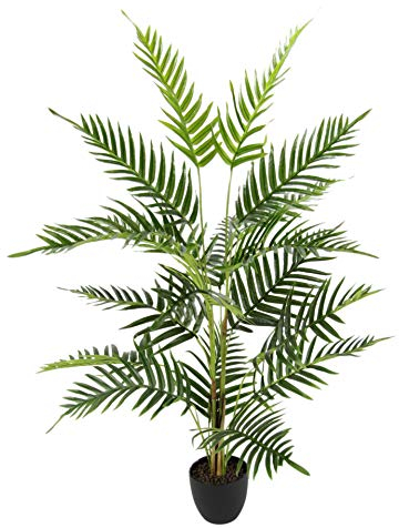 Flair Flower Planta Artificial Areca Árbol de Frutos de Oro, dispsis Lutescens Palmwedel Grandes Plantas Tropicales de habitación, Madagascar Palme, Flores Artificiales, Verde, 110 cm