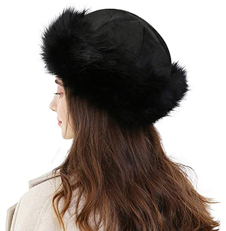 YJZQ Chapeau Mongolian Fausse Fourrure Bonnet Chaud Toque Hiver avec Polaire Femme Chapka Ronde Style Vintage Chapeau de Trappeur 57-59cm