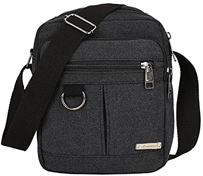 Vohoney Herren-Schultertaschen Umhängetasche Herrentasche Klein Crossbody Bag Handtasche Tasche Umhängen Messenger Bag Handgelenktasche Canvas Vintage Shoulder Bag (Schwarz Canvas Schultertaschen)