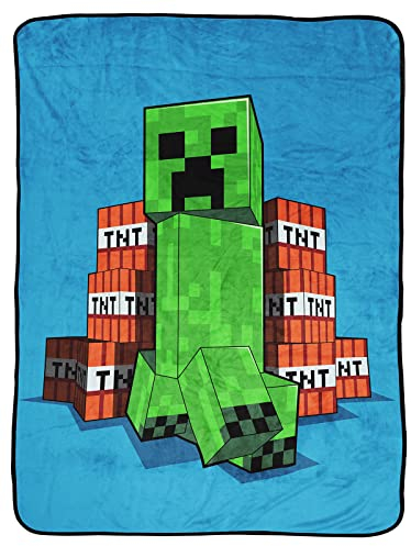 Jay Franco Minecraft Creeper TNT 130 x 150cm Fluffy Throw Blanket