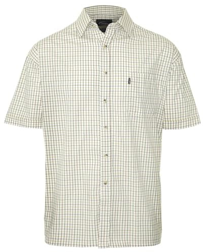 Champion Mens Checked Country Casual Short Sleeve Shirt Tattersall Green 4XL