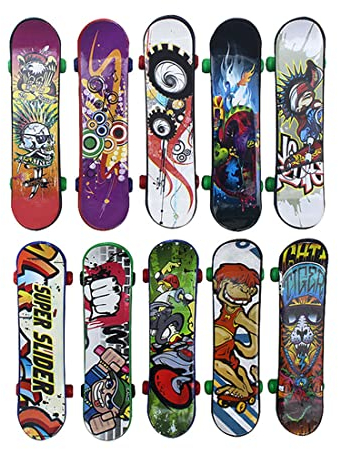 Finger-Skateboards,10 Stück Fingerboard, Mini Fingerskate boards Set, Professionelles Finger Spielzeug - für Kinder Partytütenfüller, Kindergeburtstag Geschenke (Zufällige Muster)