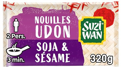 SUZI WAN Nouilles Précuites WOK Udon Soja Sésame (2x160g)