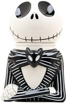 Disney Nightmare Before Christmas Ceramic Figural Cookie Jar or Candy Jar | Cute Ceramic Housewarming Gifts For Men and Women And Kids | Official Licensee | 1 Set (Jack Skellington)