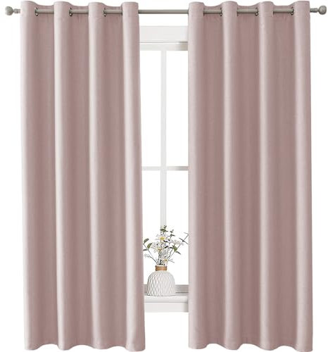 Ystyle Rideau Occultant Thermiques Lot De 2, Rideaux Effet Lin, Rideau Thermique Isolant Anti Froid Et Chaleur, Rideau Isolant Thermique, Rideau Salon, Rideau Phonique, 117x137 cm, Rose