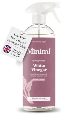 Miniml White Vinegar Cleaning Spray 750ml – Wild Rhubarb | All Natural Multi-Surface and Multi-Purpose Cleaner – Limescale Remover – Laundry Softener – 100% Vegan and Cruelty Free