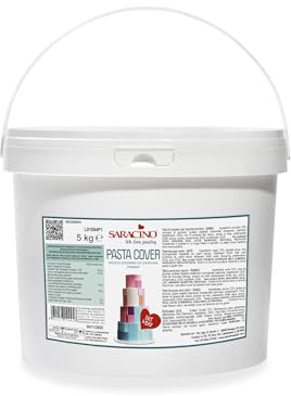 SARACINO We love pastry Pasta Cover Bianca - Pasta di Zucchero per Copertura Dolci, Secchiello da 5 kg, Consistenza Perfetta