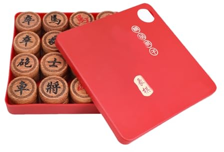 Traditionelles chinesisches Xiangqi for 2 Spieler, tragbares chinesisches Reiseschachbrettspielset mit Wenge-Stücken und Lederschachbrett