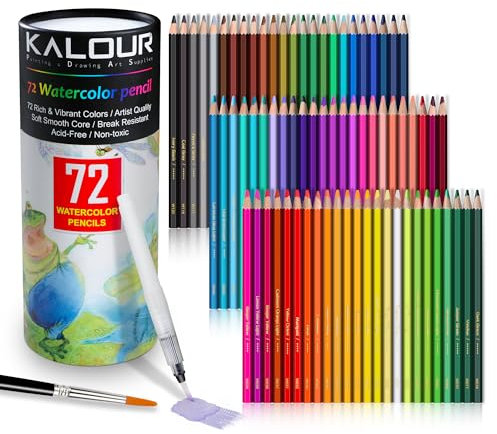 KALOUR Aquarellstifte, 72 Farben, wasserlöslich und leicht zu mischen, ideal für Malbücher, Skizzen und Kunstwerke – Nass- und Trockentechniken