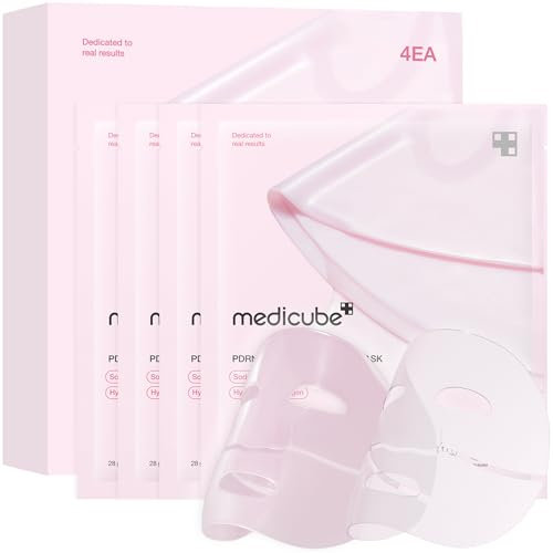 medicube Salmon DNA PDRN pink collagen jelly gel mask | overnight face mask for glass glow skin- elasticity, hydrating, firming and moisturizing | korean skincare, 28g, 4ea