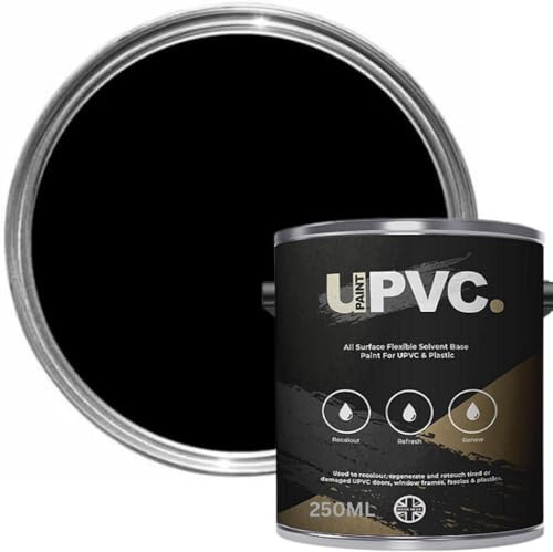 upaintpvc - All-In-One UPVC Plastic Paint 250ml - Windows - Doors - Frames - Conservatories - Fascia - Downpipes - Guttering | Semi Matt Finish - 250ml (Black)