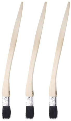 sourcing map 3pcs Bent Radiator Paint Brush 1 Width Curved Wall Paint Soft Bristle Brushes with Long Wood Handle for Painting DIY Wall Treatment