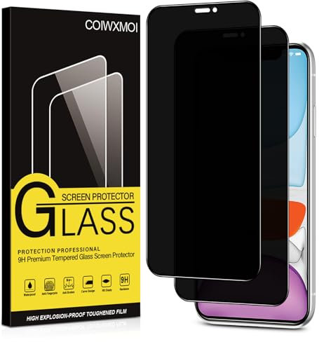 Coiwxmoi Privacy Pellicola Protettiva per iPhone 11/XR 2 Pezzi Vetro Temperato Anti-spia Durezza 9H Senza Bolle Anti-Graffio Ultra Resistente Anti-Spy Anti-Impronta Protezione Schermo