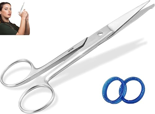Tijeras de primeros auxilios, tijeras de disección de enfermería, tijeras rectas afiladas hechas de acero inoxidable J2, tijeras de corte de tela para el hogar del hospital, 4.5 pulgadas, color plata