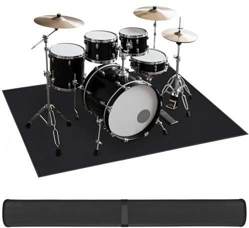 OUUTMEE 120×180CM Tapis pour Batterie et Percussions Antidérapant & Insonorisé, Tapis Professionnel de Jazz, pour Grosse Caisse Claire et Autres Instruments de Musique (Noir)