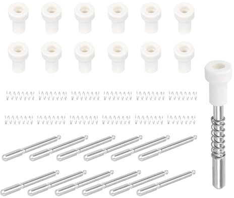 BOXOB 12-Pack Fönster Skärm Kolv Spärrar, 0,4x3,81 cm Hållarstift av Aluminiumlegering för Fönsterskärm med Kåpor och Fjädrar Utbytestillbehör Kolvklämmor för Fastsättning