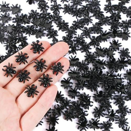 Ragno Realistico Decorazione di Halloween, 100 PCS Ragni Finti, Ragnetti Halloween, Falsi Ragni Neri, Mini Piccolo Ragno, Decorazione da Tavola, per Halloween, DIY Fate Micro Paesaggistica (Ragni)