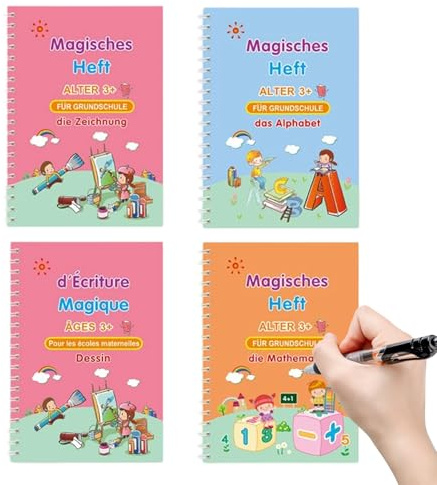 Pratica di scrittura con scanalature | Quaderni di lavoro riutilizzabili con scanalature per imparare a scrivere - Esercizi di scrittura per bambini con magici - Per imparare a scrivere i bambini