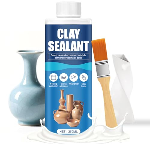 ALLONY Vernis Argile, Scellant Argiles, Vernis argile Autodurcissante, Impermeabilisant pour argiles, Finition Brillante, Scelle les Pores, Scellant Céramique pour Plâtre Terre Cuite, 250ML
