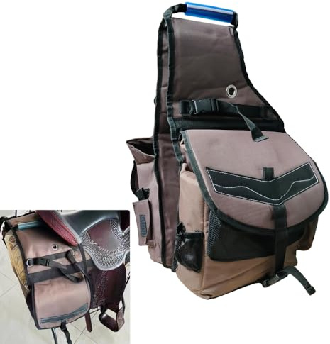 CatchDragon Equestrian Horse Saddle Bags Insulated with Pocket for Trails Rides Travel (Brown)