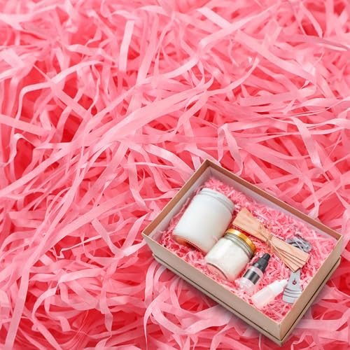 Papier déchiqueté - 500 g - Cadeau rose - Matériau de remplissage pour paquets - Bricolage - Festival - Boîte cadeau - Décoration