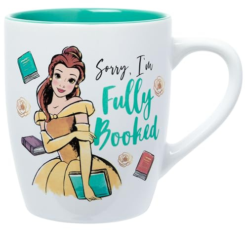 Silver Buffalo Disney Beauty and the Beast Featuring Princess Belle Sorry, I'm Fully Booked Jumbo Ceramic Mug, 25 Ounces