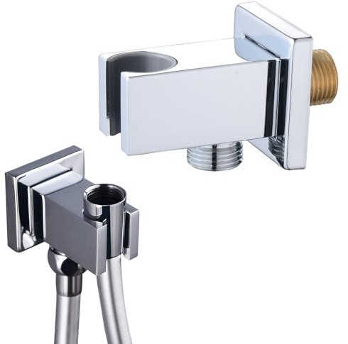 VELAJA Supporto Doccia con Attacco a Parete, Supporto Soffione Doccia Quadrato in Acciaio Inox 1/2 Pollice, Attacco Murale Incassato, Installazione Facile, Cromo Lucido per Docce e Vasche da Bagno