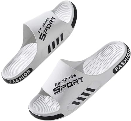 Ciabatte Uomo Strisce Sport Mare Piscina Doccia Pantofole Fascia Leggere Comode Antiscivolo Calzature Aperte Relax Palestra Viaggio Tempo Libero Moderne Anatomiche Ergonomiche Estive (White, 41)
