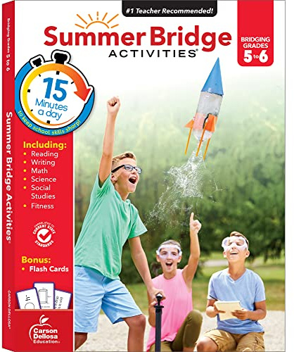 Summer Bridge Activities 5th to 6th Grade Workbooks All Subjects, Middle School Books With Math, Language Arts, Reading Comprehension, Science, Social Studies, Fitness, Flash Cards, and More (Volume 7)