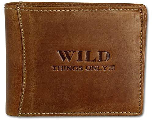 Bag Street Herren Geldbörse Portemonnaie Geldbeutel Rustikal Rindleder Leder 5453, Cognac, ohne