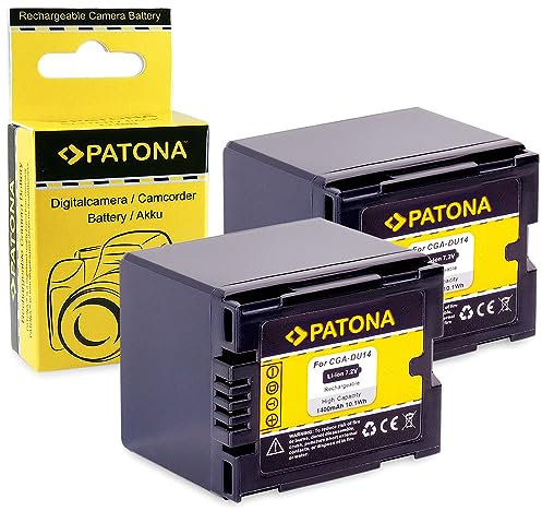 PATONA 2x CGA-DU14 CGR-DU14 Batteria 1400mAh compatibile con Panasonic NV-GS10 GS17 GS21 GS22 GS24 GS26 GS27 GS28 GS29 GS30 GS33 GS35 GS37 GS40 GS44 GS47 GS50 GS55 GS57 GS58 GS60 CGA DU14 CGADU14