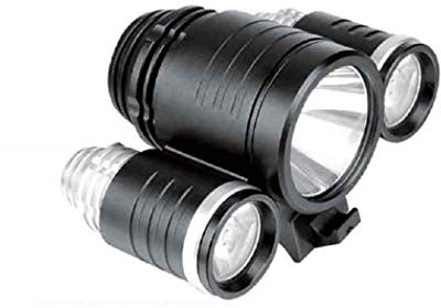 Edm Grupo 36078 Linterna Recargable para Bicicleta y Cabeza 1 Led 10W + 2Leds 3W Cargador y Bateria 8.4V Incluidos, Negro