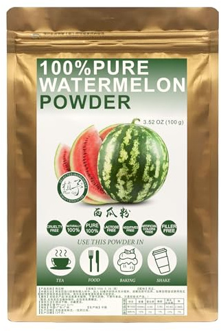 Plant Gift 100% Pure Watermelon powder Natural Meal Powder, 西瓜粉 Watermelon Juice Powder, Gluten Free, | Non-GMO & Vegan, Vattenmelonsaftpulver, Glutenfri, | GMO & Vegan 100G