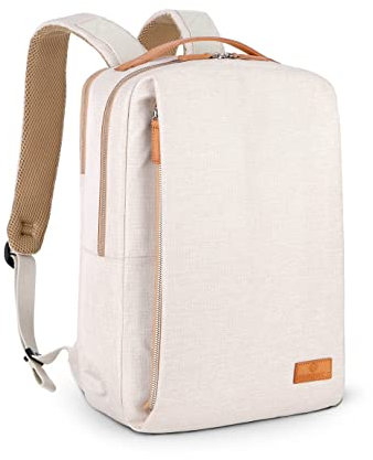 Nordace Siena - 15.6 Inch Laptop Backpack for Men & Women with USB Charging Port, Waterproof - Daily, Travel, Work, School, Beige, 19L, Travel Backpacks