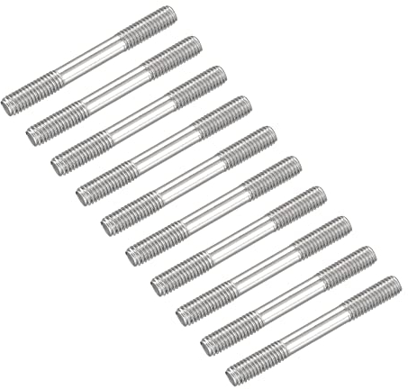 METALLIXITY Double Terminal Goujon Vis (M6 Filetage 50mm Longueur) 20Pcs 304 Inox Acier Double Fileté Barre Boulons - pour Maison Entretien