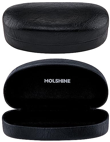molshine Hard Shell Sunglasses Case,Classic Large Glasses Case for Sunglass, Eyeglasses with Cleaning Cloth, Pocket (Black)