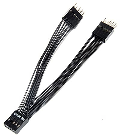 Grendly Moderkort Audio HD förlängningskabel 9 stift 1 uttag till 2 kontakter Y splitterkabel svart för PC DIY 10 cm