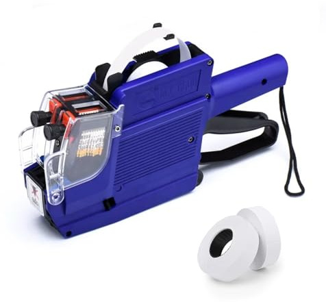 Tjanaworld Pistola etichettatrice portatile mx 6600 a doppio prezzo, per credito e contanti. Pistola per prezzi/ricarica di 2 rotoli di etichette e 1 inchiostro.
