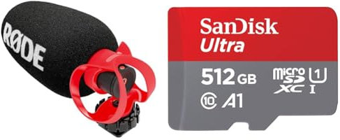 RØDE VideoMicro II Ultra-Compact On-Camera Shotgun Microphone for Recording Audio with a Camera & SanDisk 512GB Ultra microSDXC card + SD adapter up to 150 MB/s with A1 App