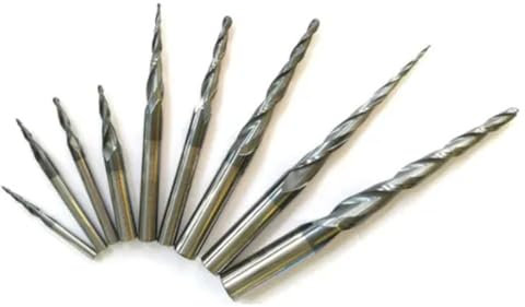 Pangyoo 1PCS 3.175mm 6mm 8mm Shank Carbide Spiral Tapered Ball Nose End Mill 2 Flutes Router Bit Woodworking CNC 2D 3D Carving Bits Wood Milling Cutter(R1.0xD4x15x50L)