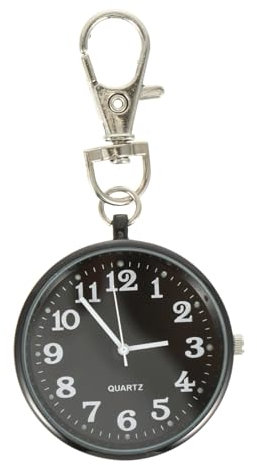 Holibanna Quartz Pocket Keychain Watch Large Dial Black Face Nurse Fob Clip Pendant for Elderly and Medical Staff Portable Hanging Pocket Watch